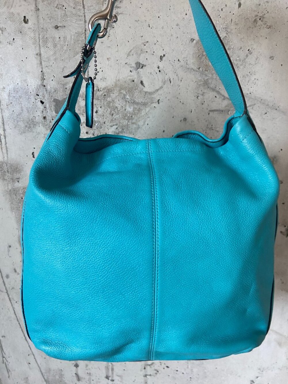 Coach Avery Turquoise Pebbled Leather Hobo Shoulder Bag